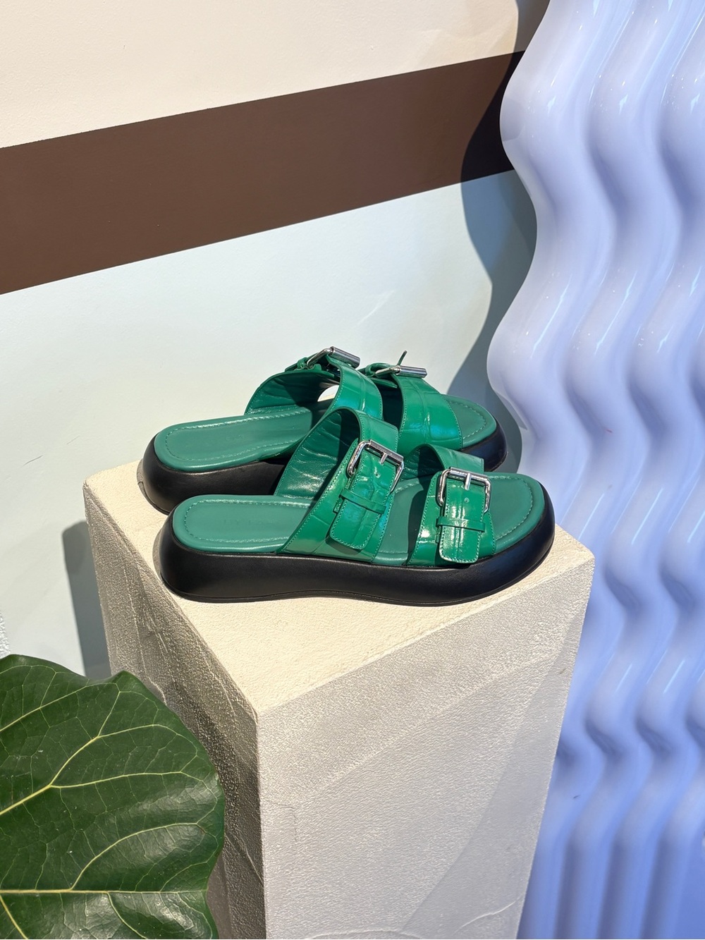 Deep Green ‘Wyatt’ Genuine Leather Sandals